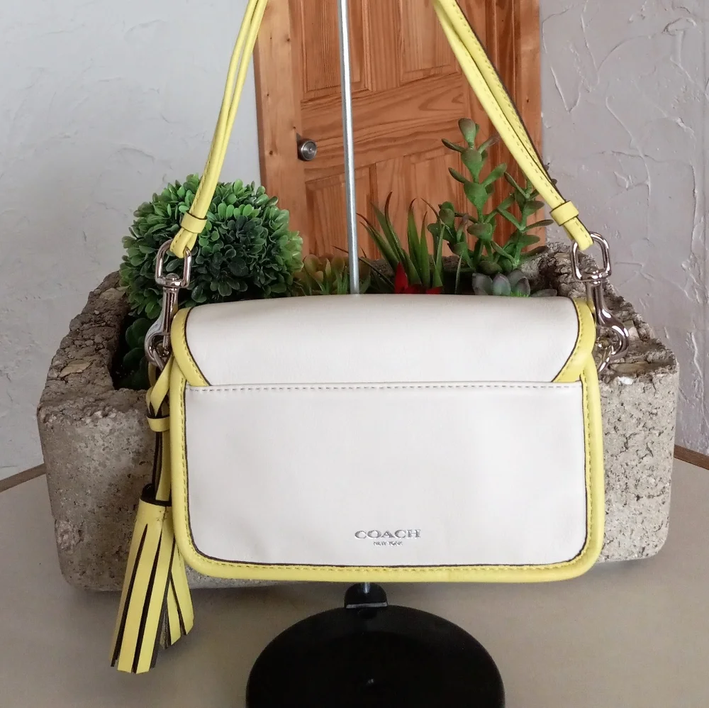 Coach Legacy Archival Two Tone Leather Penny, Shoulder Bag (Citrine/ Parchment)